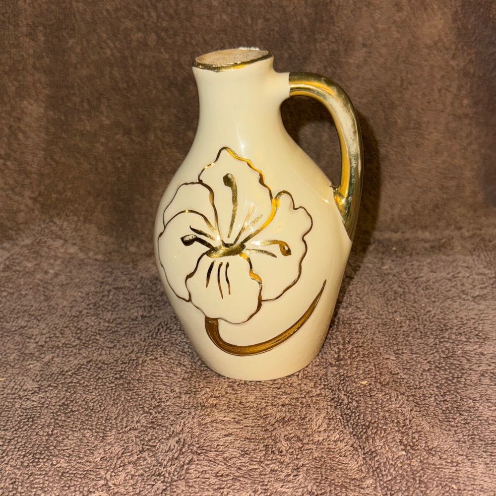 Cream Colored Collectable Clay Jug-Vase Front & Back Has Different Designs